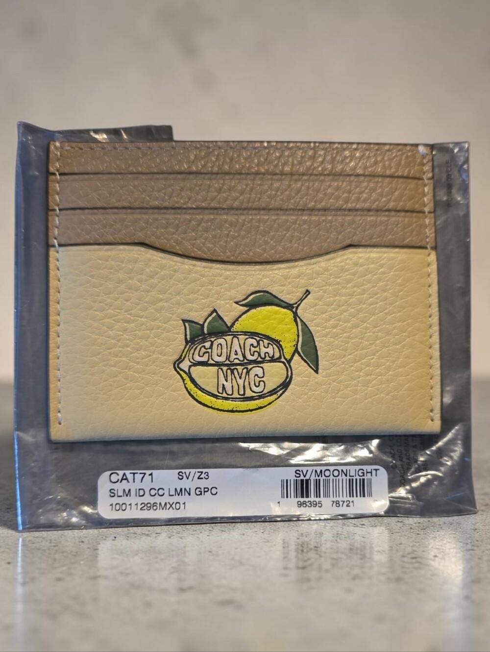 Nwt Coach Leather Lemon Card